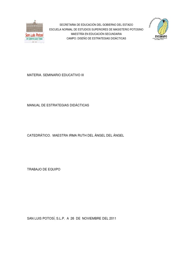 Manual de Estrategias Didácticas de Enseñanza y Aprendizaje | PDF ...