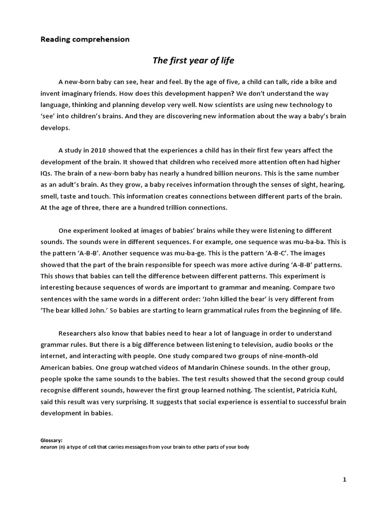 First Year of Life - Handout | PDF | Child Development | Relationships