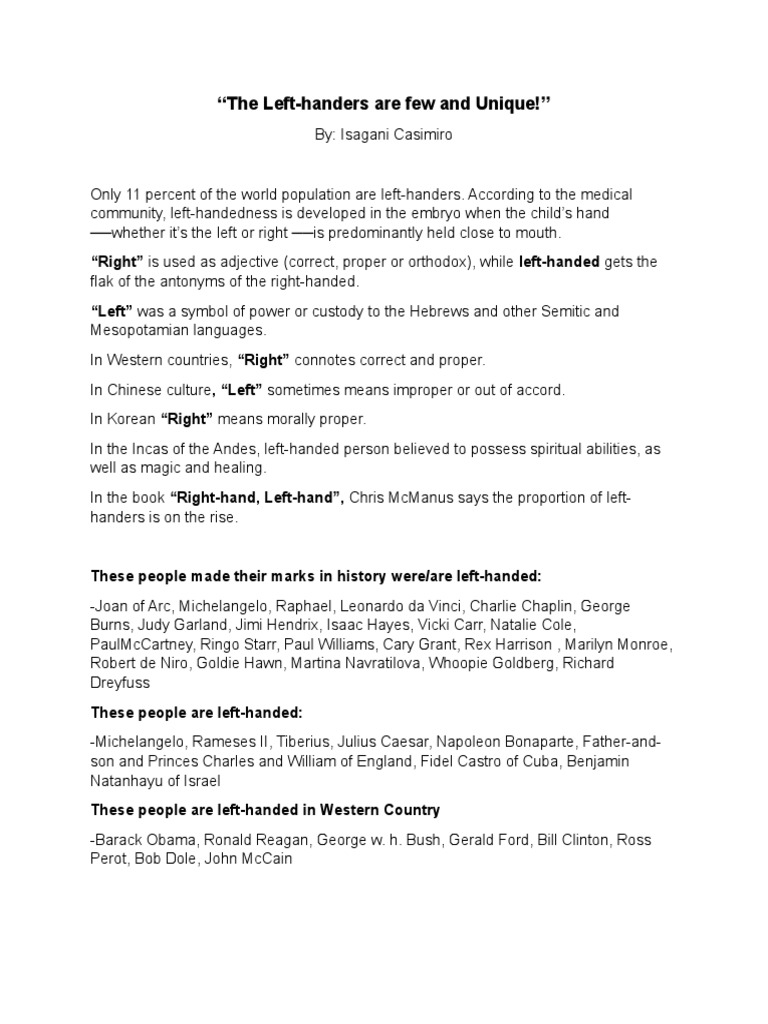 Global Left-Handedness Overview | PDF | History