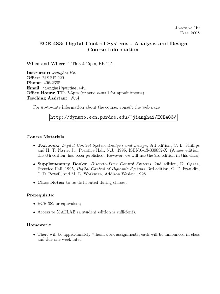 Courseinfo | PDF | Control Theory | Applied Mathematics