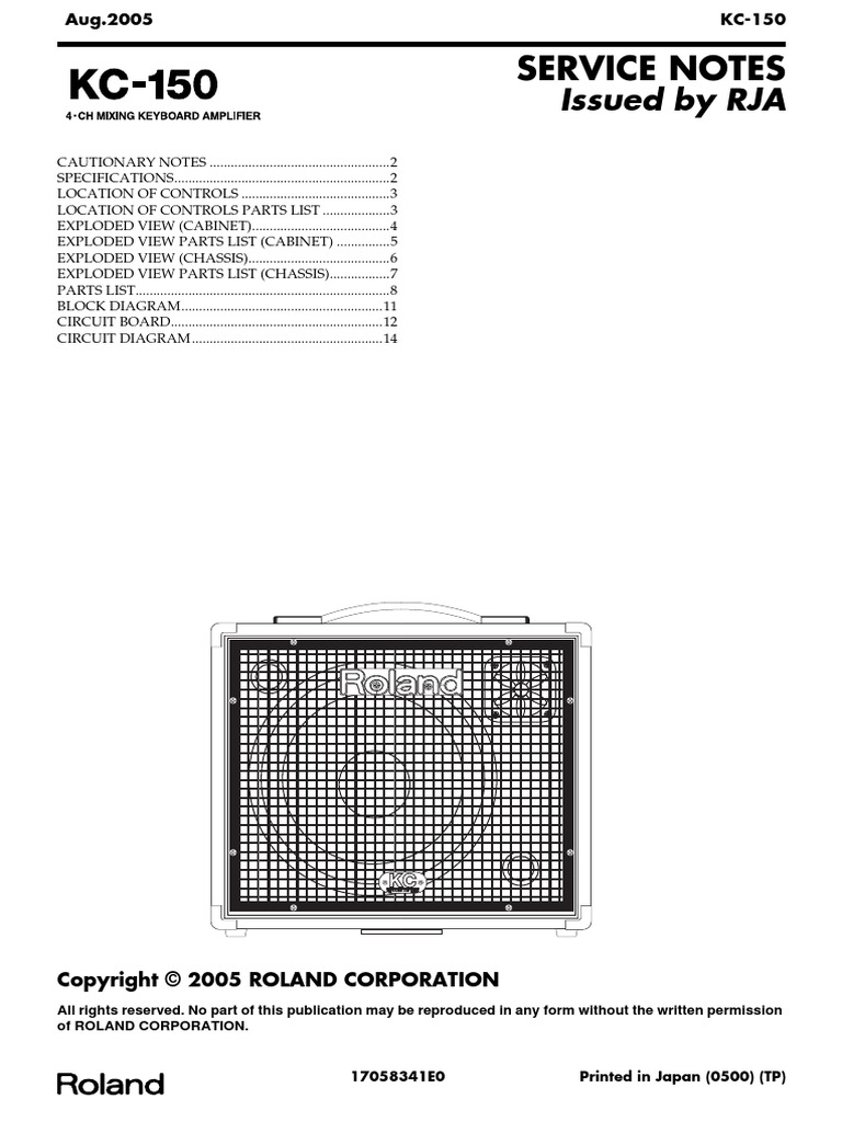 Roland KC150 Keyboard Amp Service Manual PDF Operational Amplifier