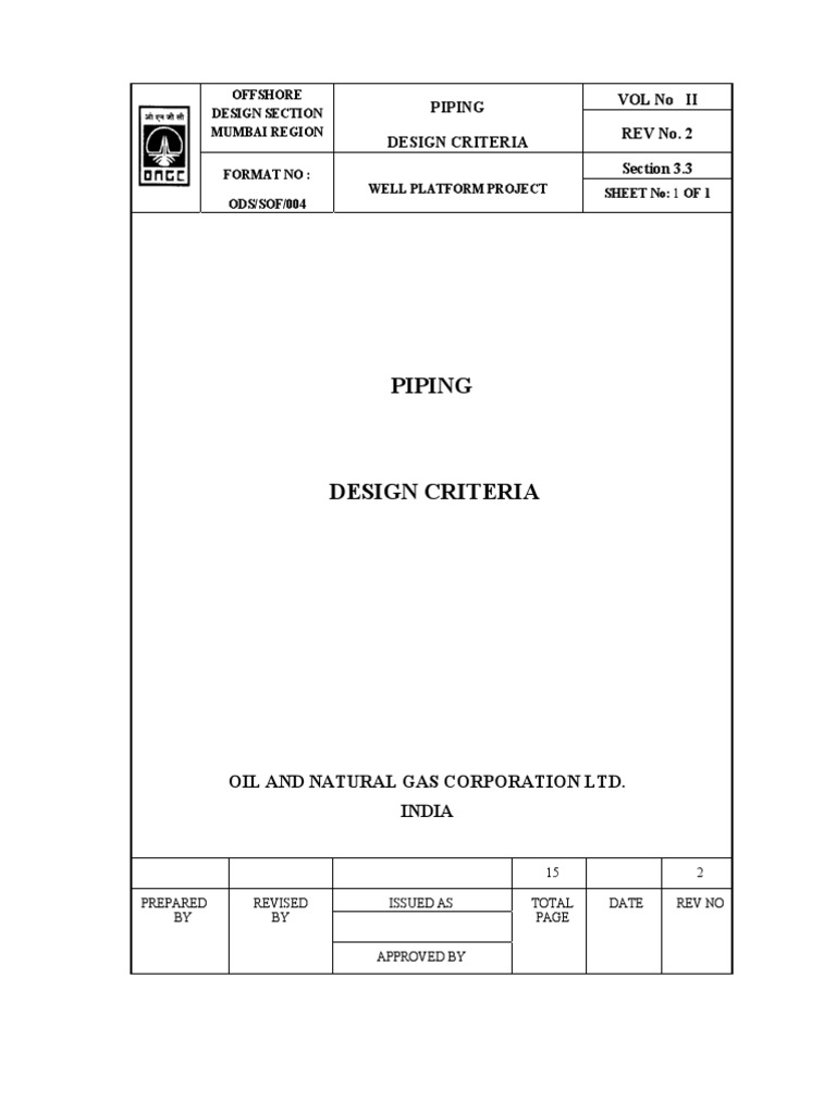 Piping Design Criteria for Offshore Projects | PDF | Pipe (Fluid ...