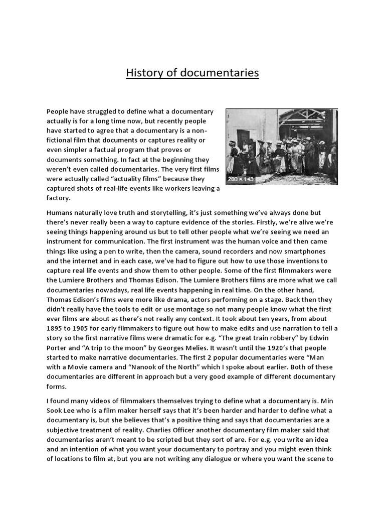 History of Documentaries PDF Documentary Film