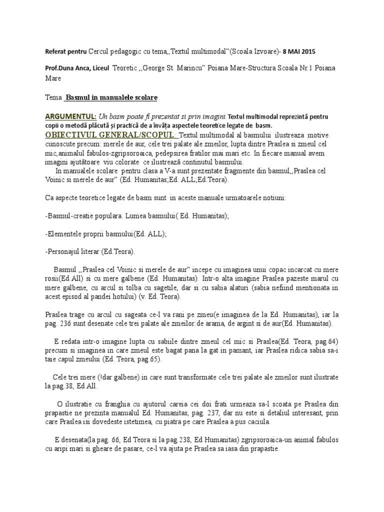 Textul Multimodal Basmul | PDF
