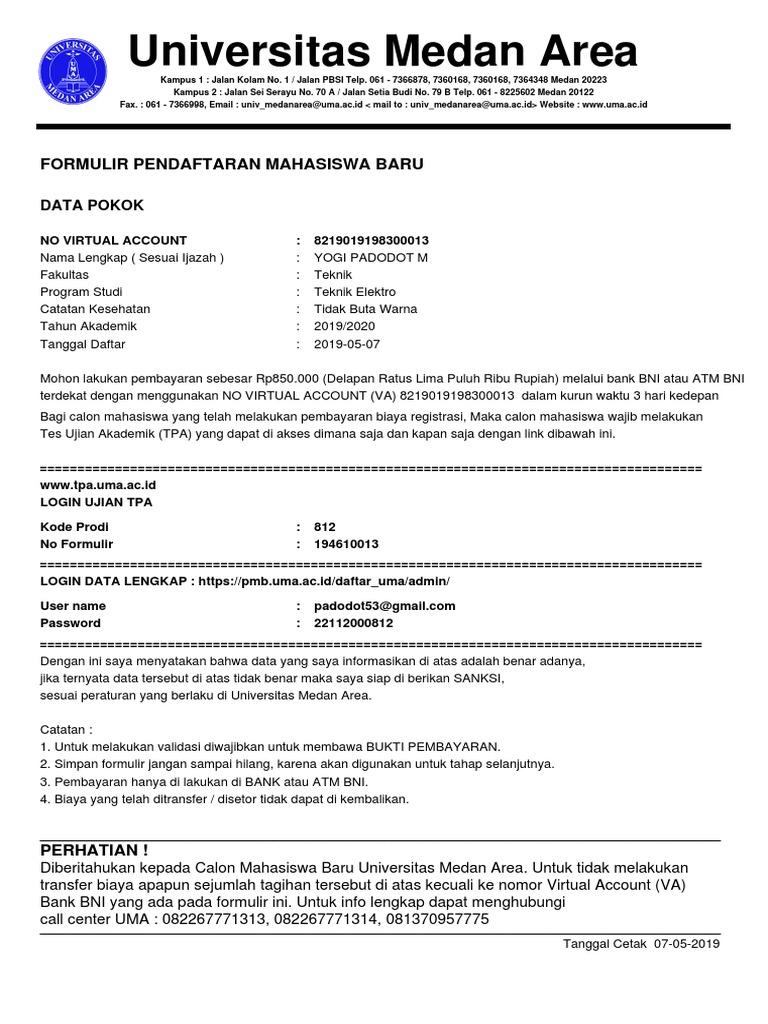 Form Formulir Uma | PDF