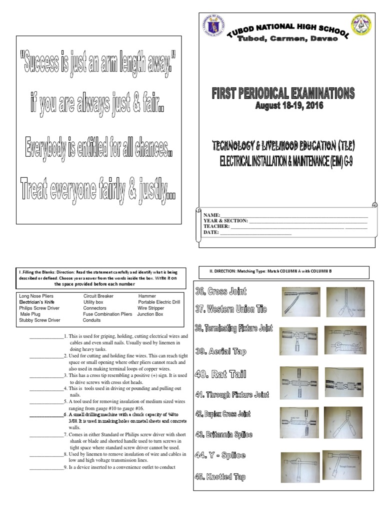EIM Grade 9 TLE Module: Quarter 1 | PDF | Electrical Connector | Wire