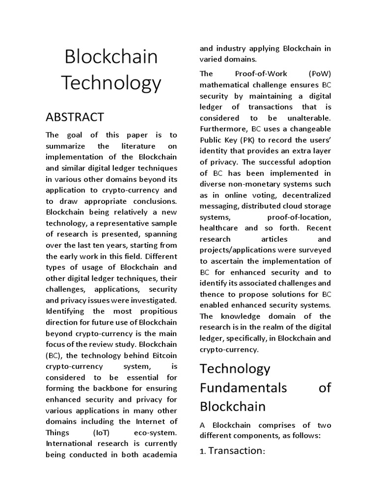Blockchain Technology Pdf Internet Of Things Cryptocurrency