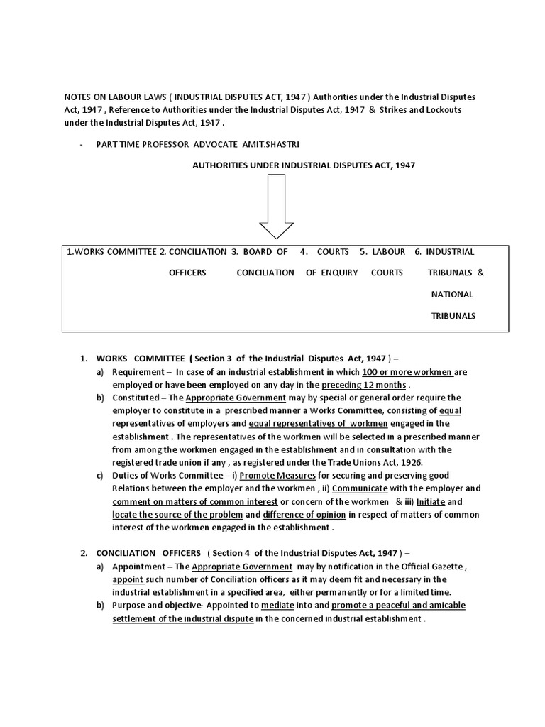 Industrial Disputes Act 1947 Guide | PDF | Tribunal | Strike Action