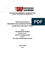 Programación de obras: Métodos CPM, PERT y Gantt