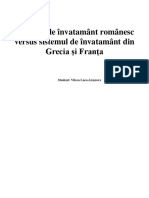 Sistemul de Invatamant Romanesc Versus Sistemul de Invatamant Din Grecia Şi Franţa