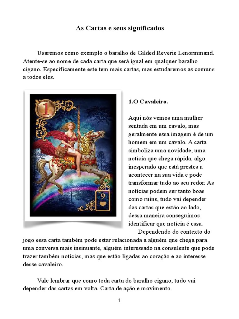 Manual Cartas Ciganas, PDF, Tarô