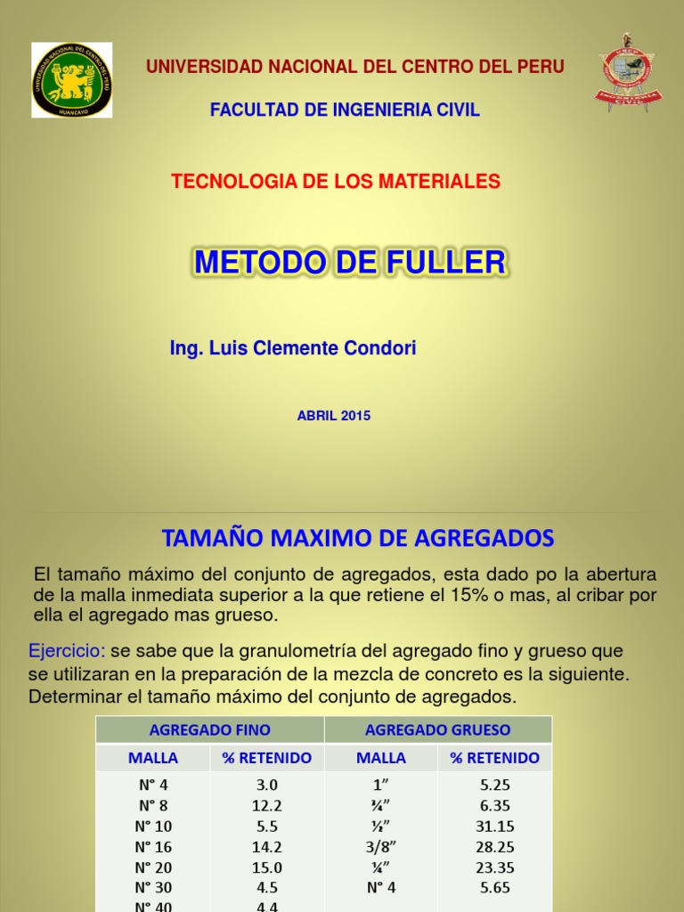Método de Fuller y Tamaño de Agregados | PDF | Hormigón | Ingeniería