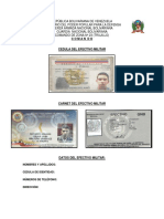 Cedula militar Venezuela Guardia Nacional Bolivariana efectivo Trujillo