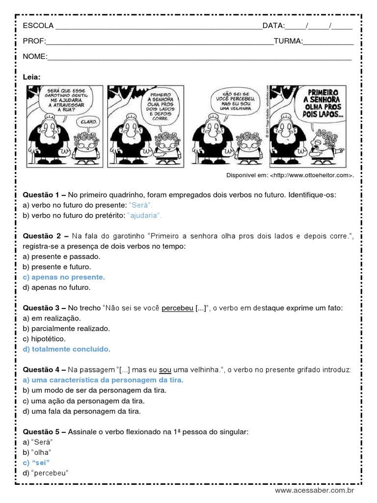 Atividade-de-portugues-Tempos-verbais-no-genero-tira-6º-ano-Respostas
