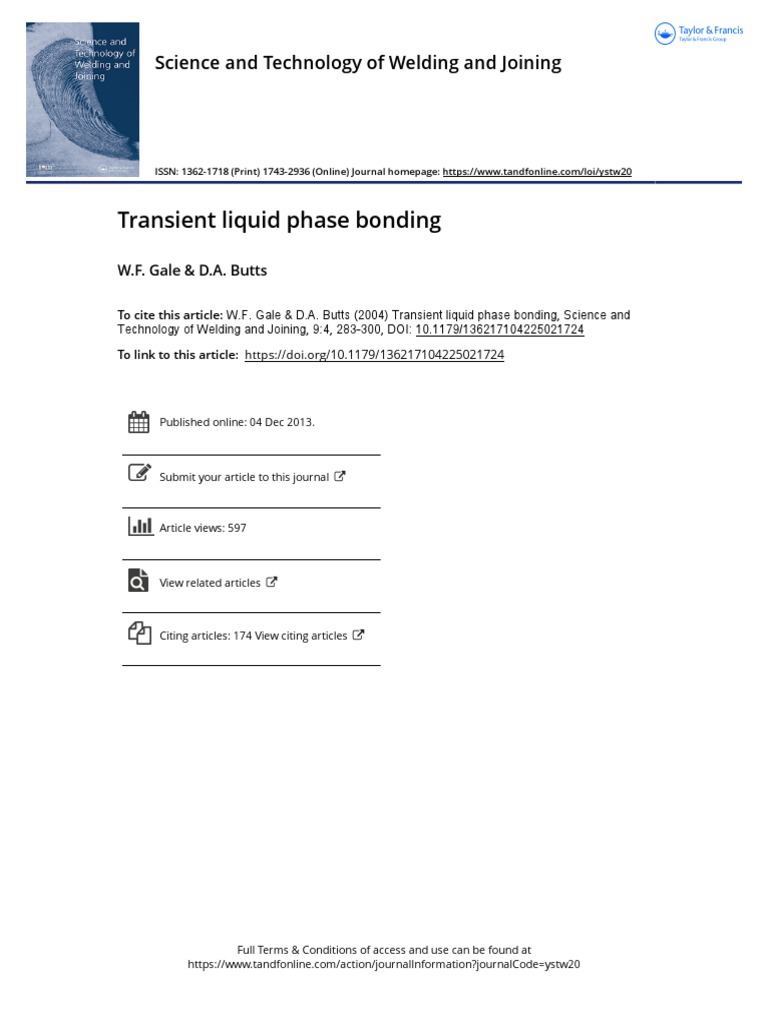 Gale 2013 Transient Liquid Phase Bonding | PDF | Wetting | Liquids
