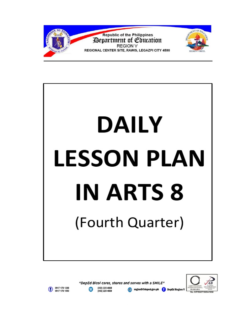 grade 8 arts fourth quarter pdf puppets lesson plan