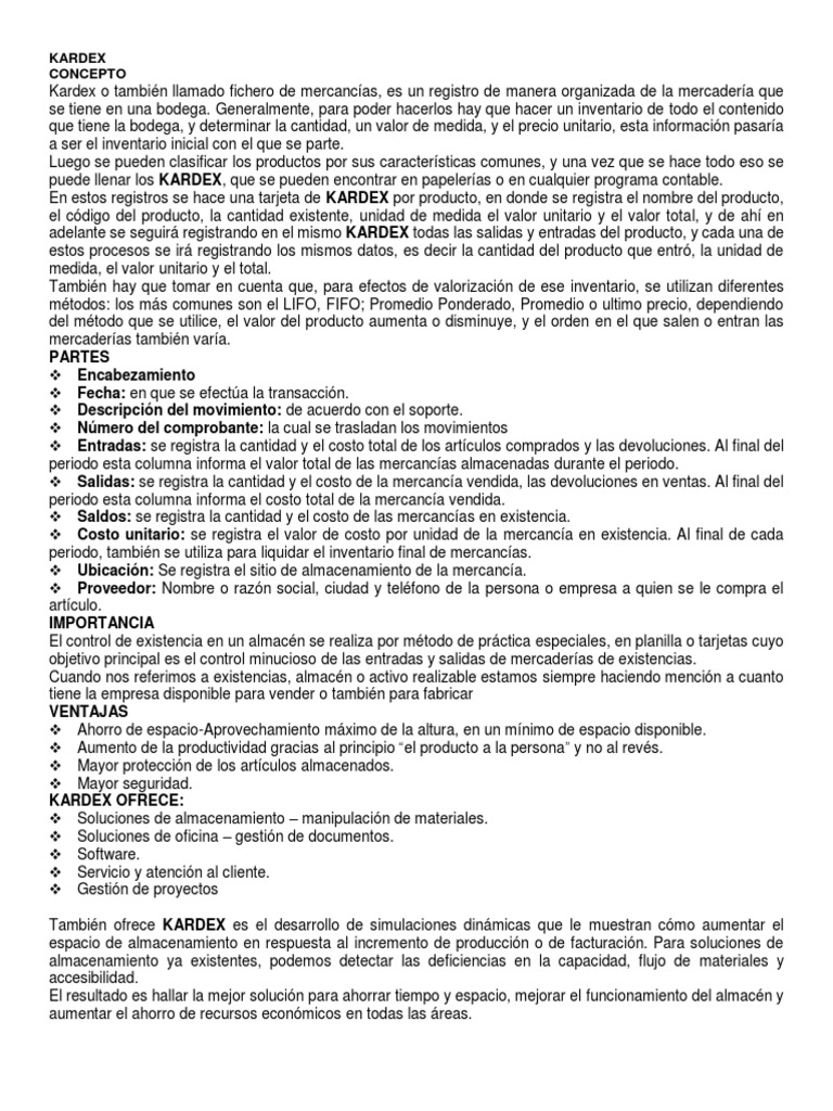 Guía Completa sobre el Kardex de Inventario | PDF | Precios | Inventario