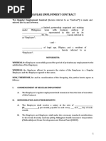 Contract of Employment Regularization Template | PDF | Working Time ...