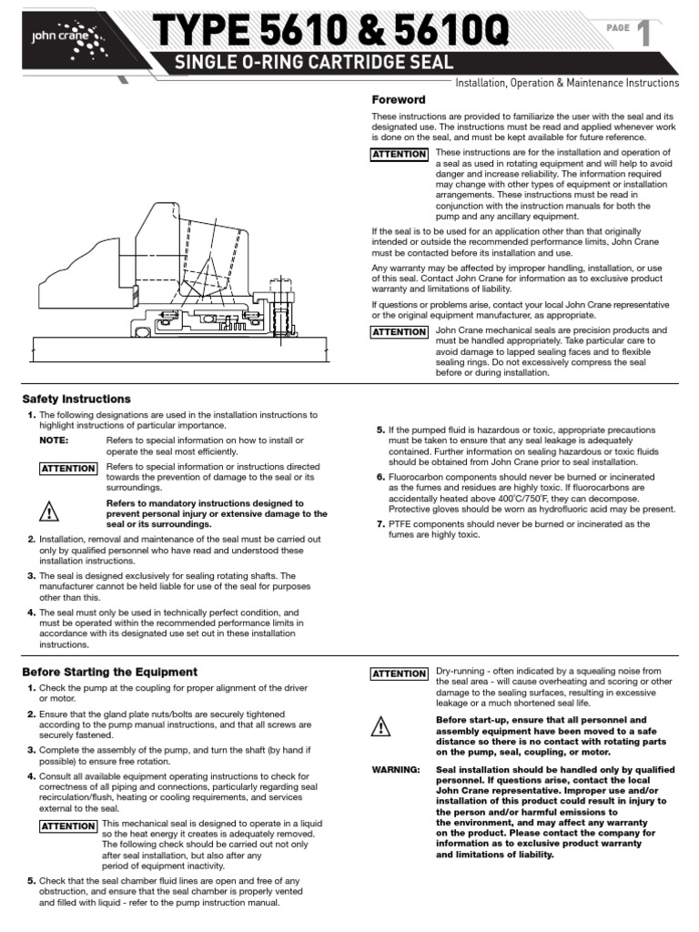 John Crane IOM56105610Q8PGBWOCT2015 PDF Pump Mechanical