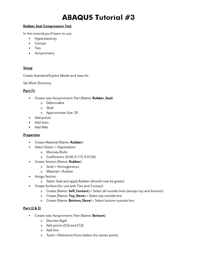 Abaqus Tutorial Instructions Pdf Pdf Continuum Mechanics Chemical