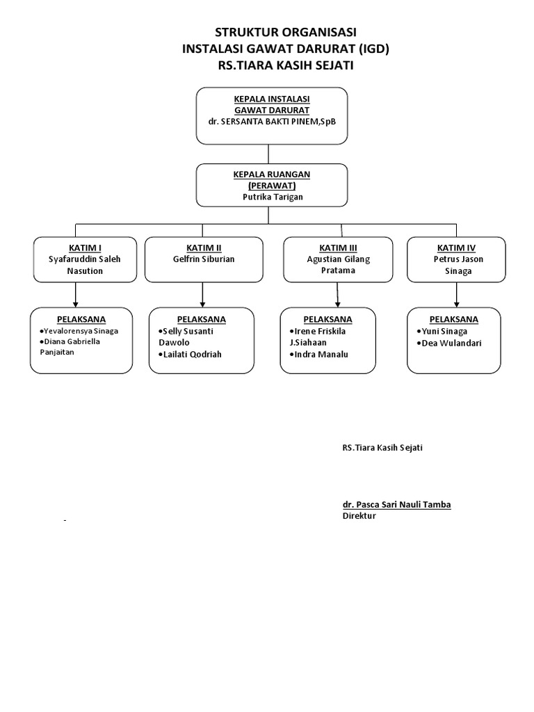 Struktur Organisasi RS Tiara Kasih Sejati PDF