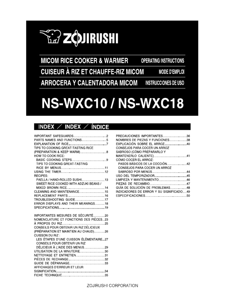 Zojirushi NS WXC10 Manual EN PDF