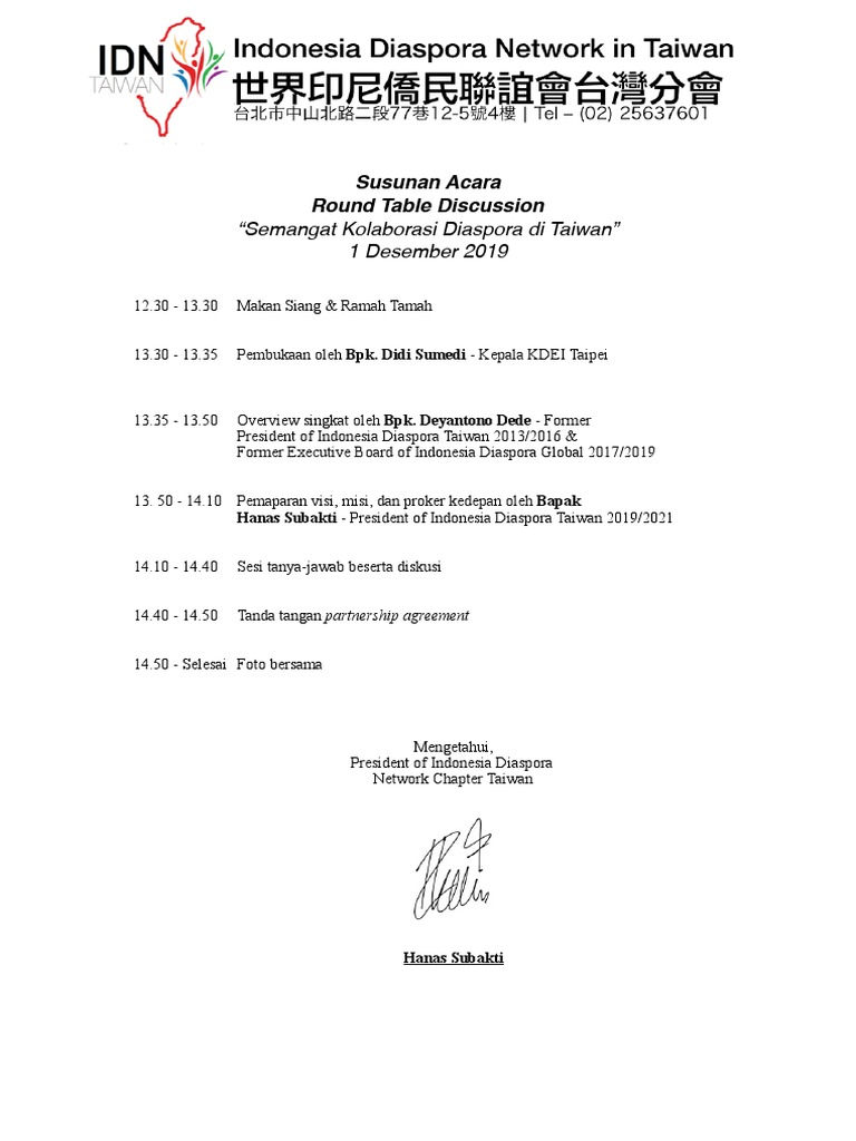 Susunan Acara Round Table Discussion 01122019 Pdf