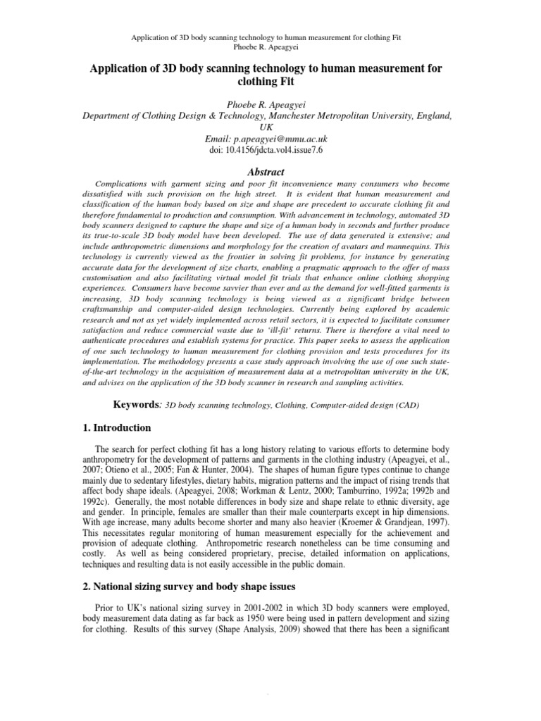 Body Scanning Pdf Pdf Image Scanner Anthropometry
