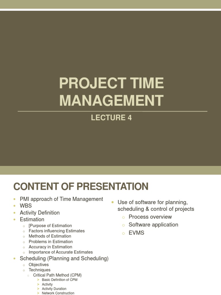 Project Time Management Overview | PDF | Histogram | Project Management