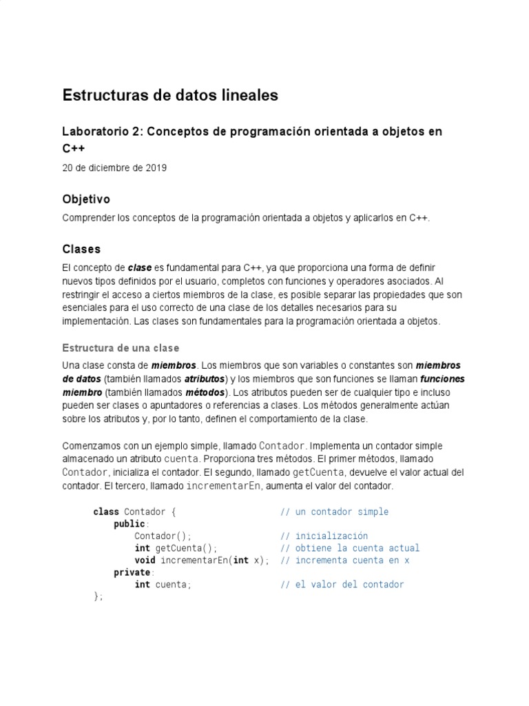Conceptos de POO en C++ | PDF | C ++ | Objeto (informática)