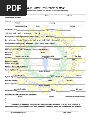 JOB APPLICATION FORM