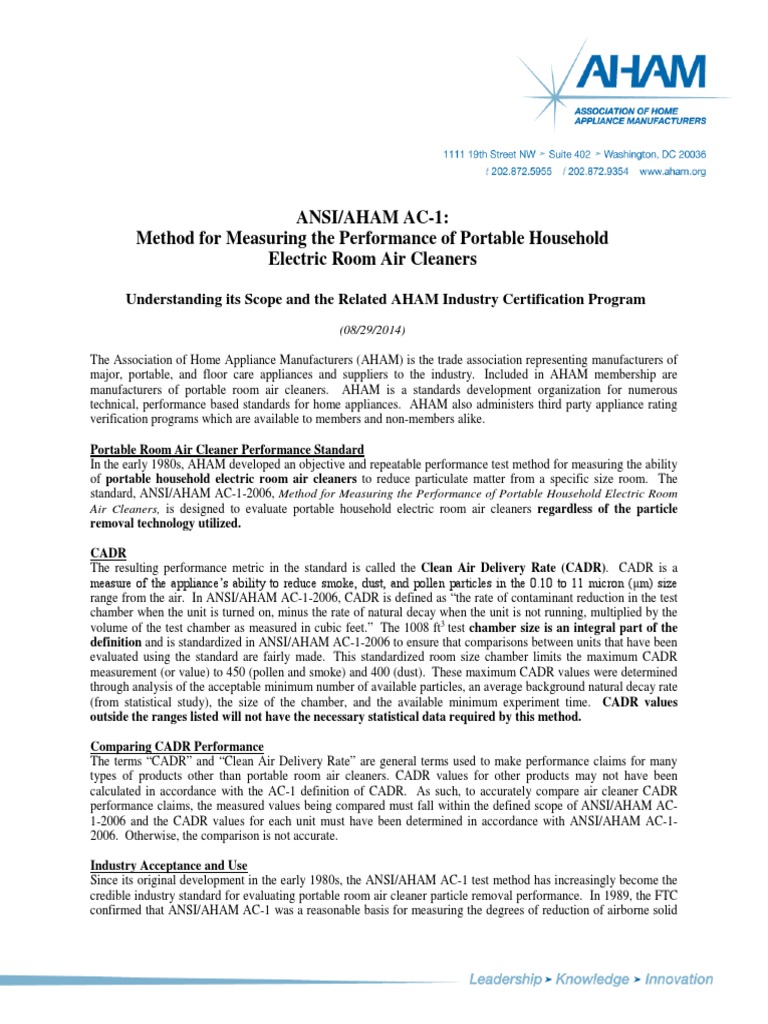AHAM - Scope-of-Air-Cleaner-Certification | PDF | Nature