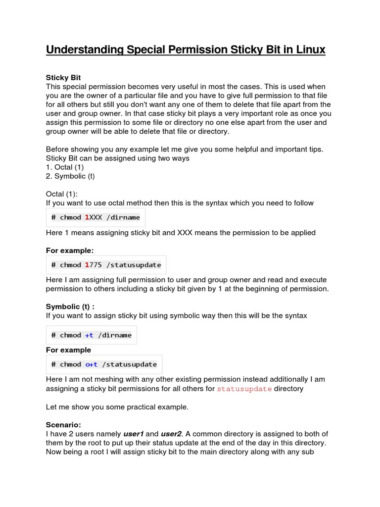 Understanding Special Permission Sticky Bit in Linux | Unix | Operating ...