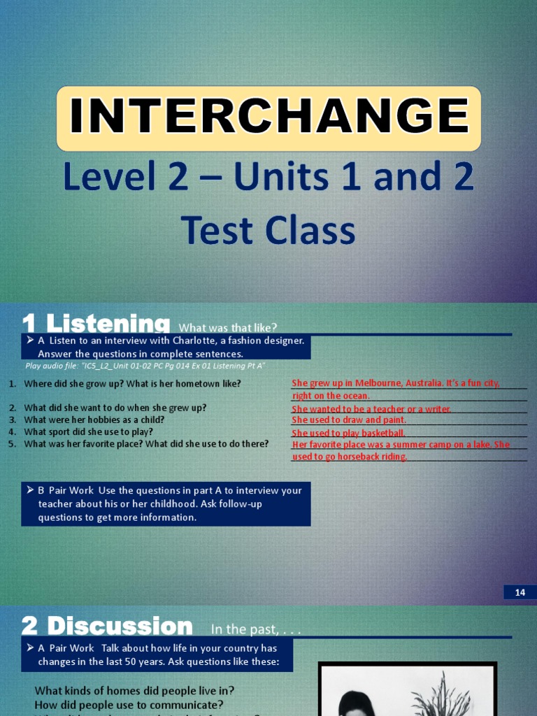 Life Changes in Interchange Units 1-2 | PDF | Foreign Language Studies