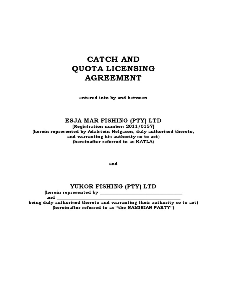 Fishing Quota Partnership Agreement | PDF | Arbitral Tribunal ...