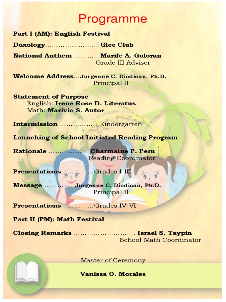 English Festival Program Invitation | PDF | Language Arts & Discipline ...
