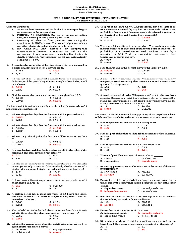 Final Exam 2 Pdf Probability Normal Distribution