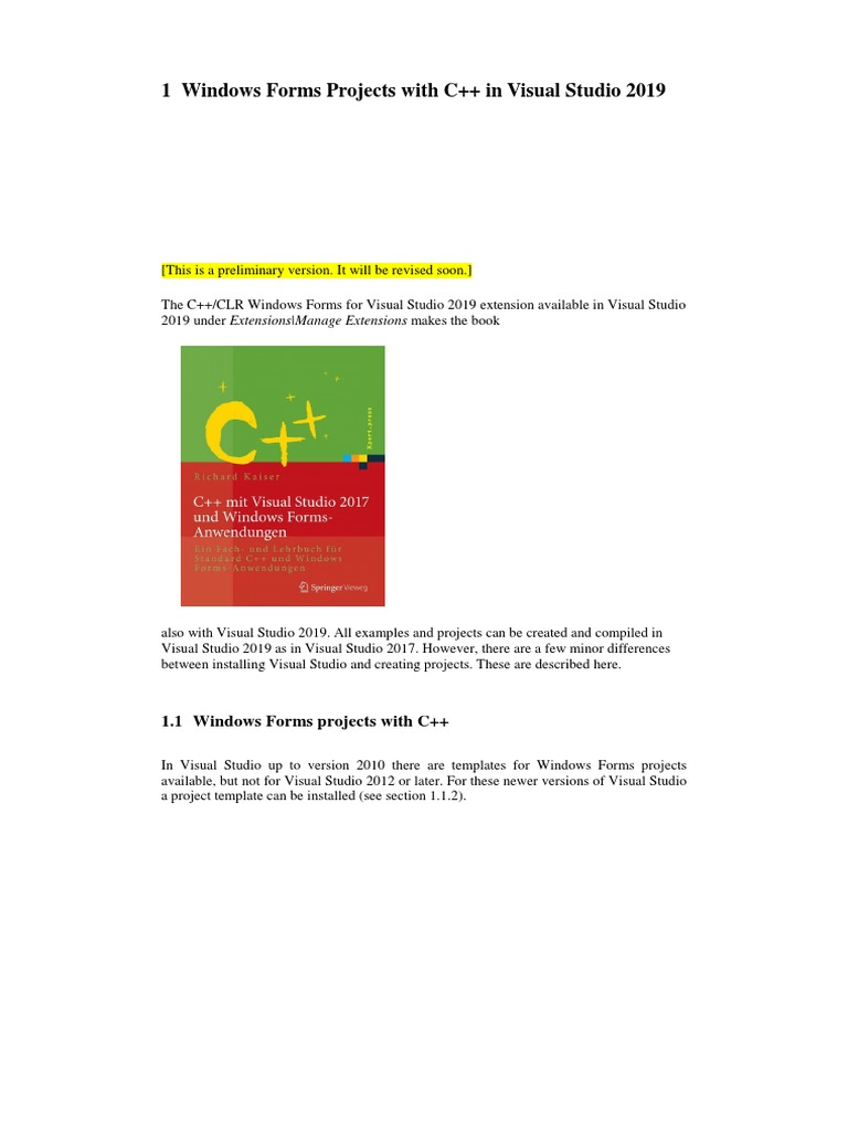 C++ Windows Forms in Visual Studio 2019 | PDF | Microsoft Visual Studio ...
