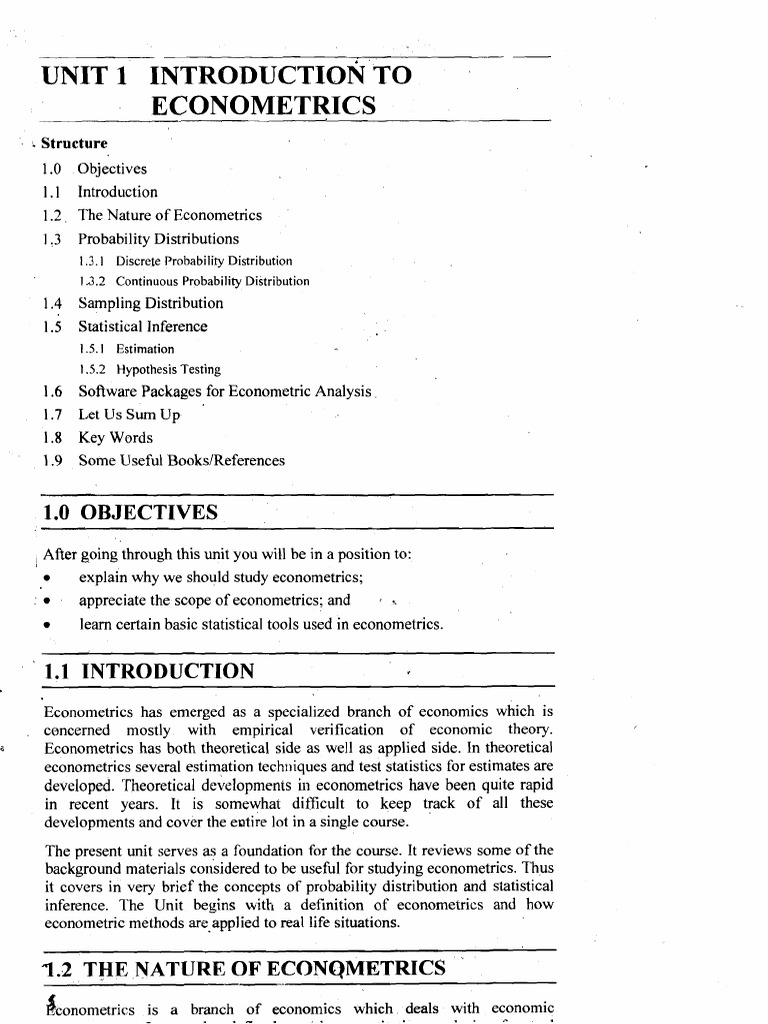 Introduction to Econometrics Basics | PDF | Econometrics | Probability ...