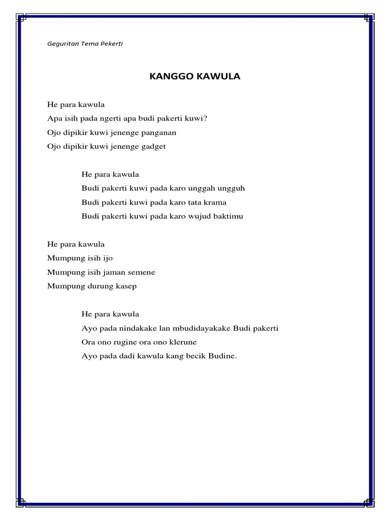 Geguritan Tema Budi Pekerti Pdf