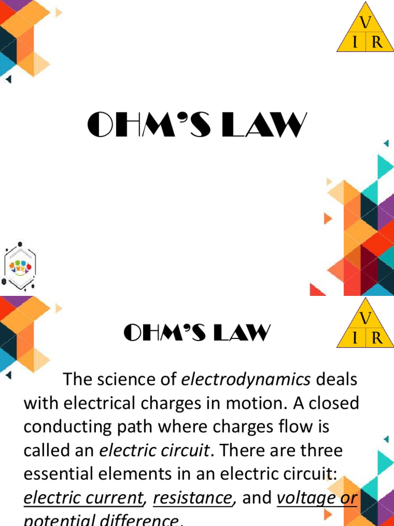 Ohm S Law V2 Electric Current Electrical Resistance And Conductance
