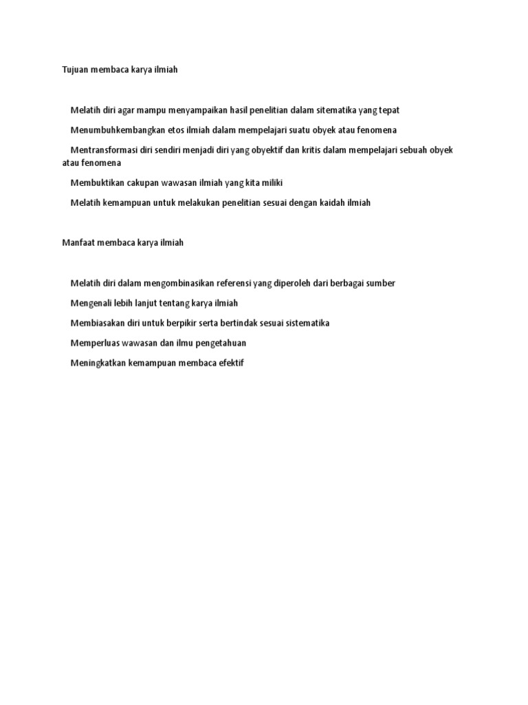 Tujuan Membaca Karya Ilmiah Docx