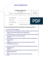 Introduction To Sociology - SOC101 Fall 2006 Mid Term Paper Session 3 PDF