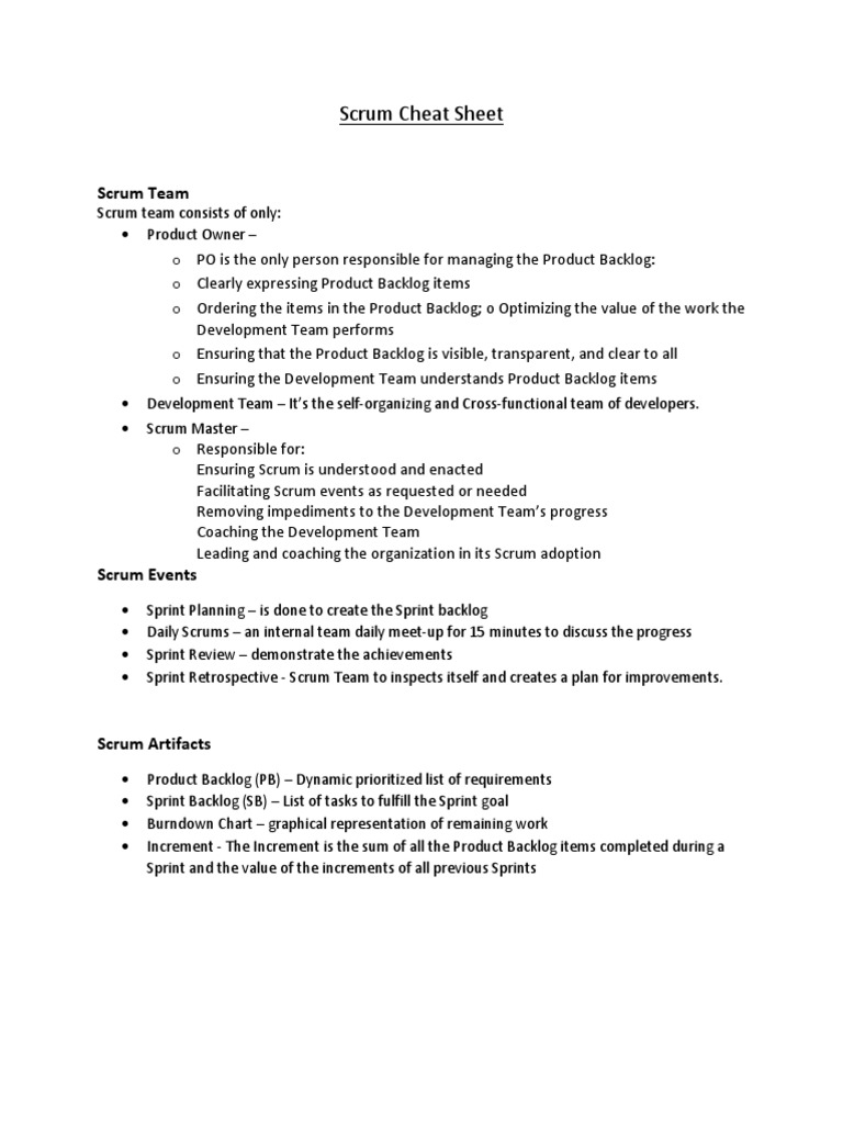 Scrum Cheat Sheet
