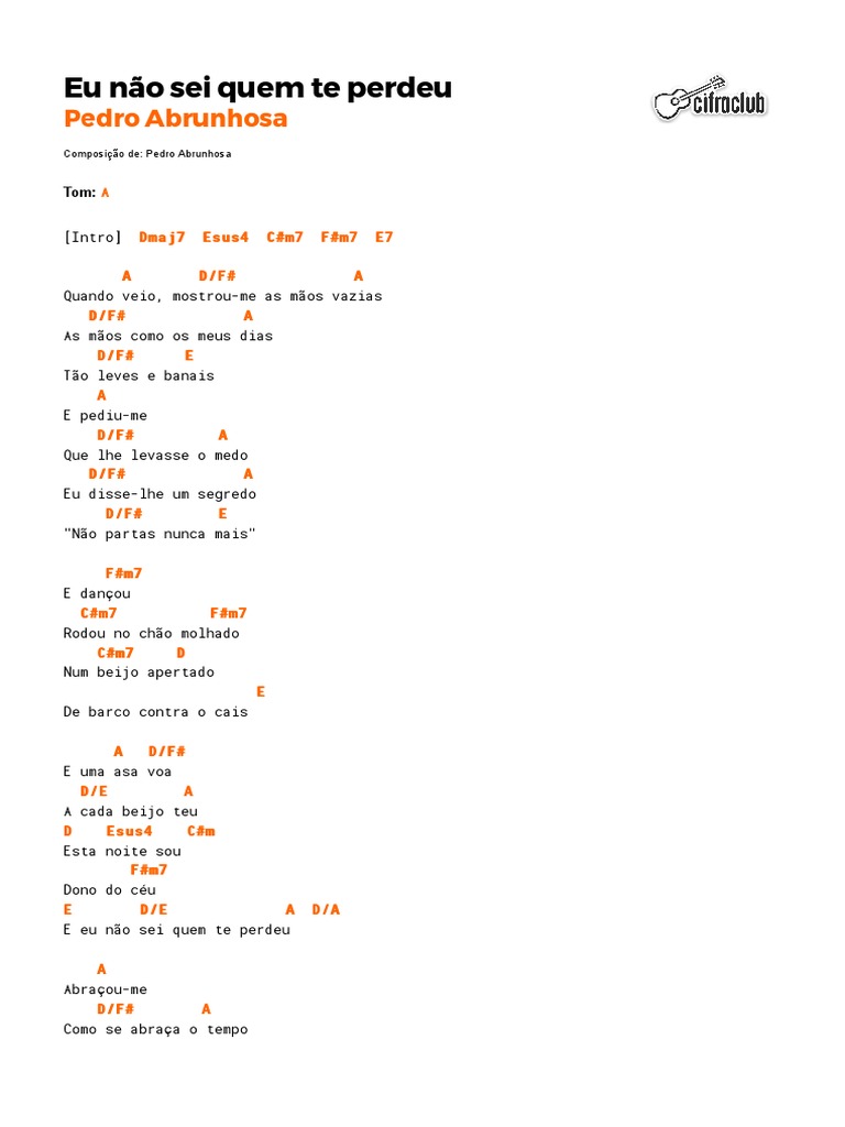 Letra e Cifras: Eu Não Sei Quem Te Perdeu | PDF