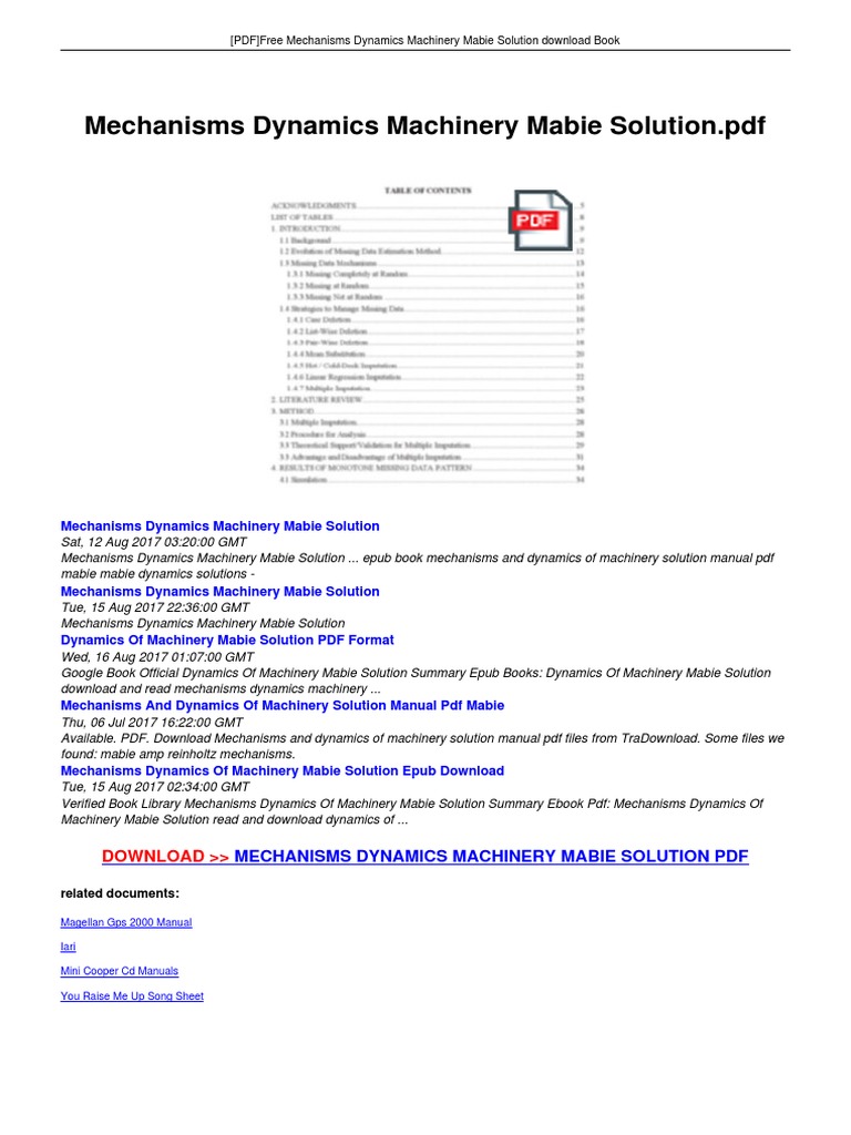 Mabie Dynamics of Machinery Solutions | PDF | Technology & Engineering
