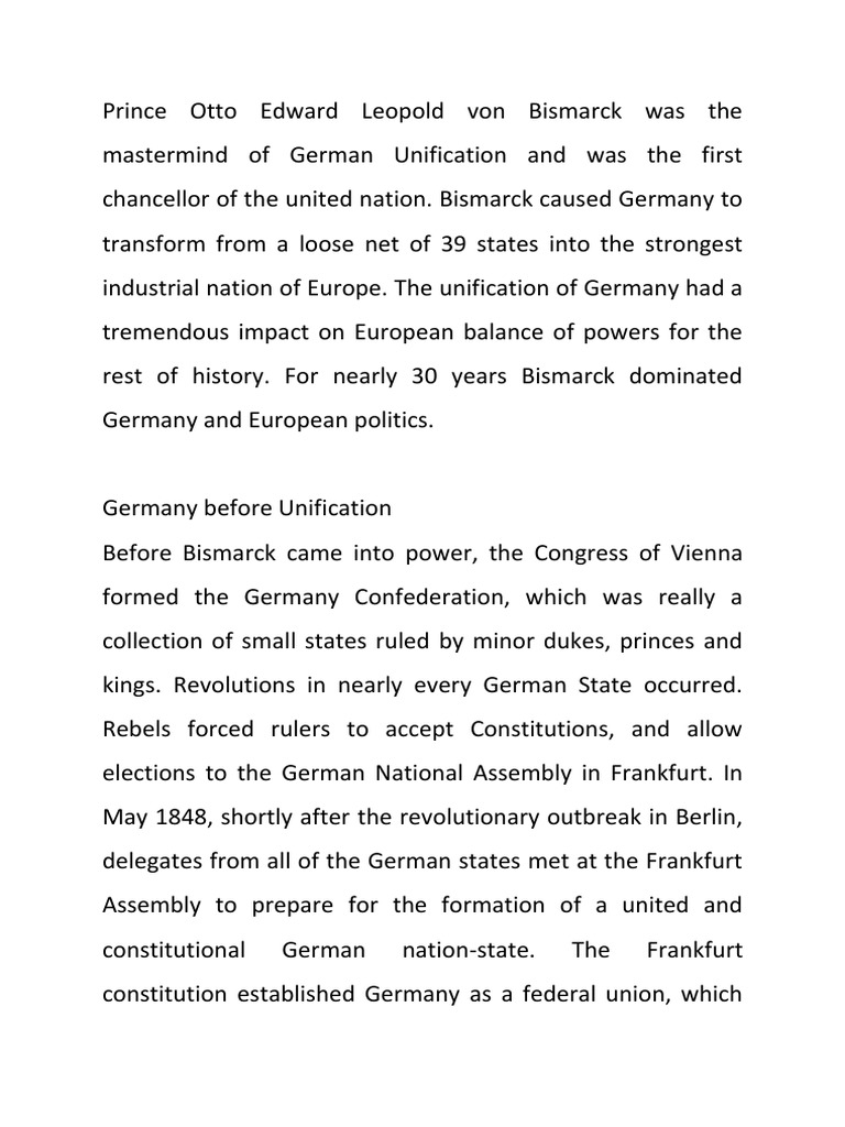 Prince Otto Edward Leopold Von Bismarck The Mastermind Of German Unification Otto Von Bismarck Kingdom Of Prussia