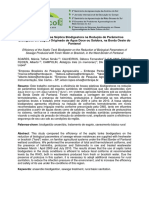 Eficiencia de Fossa Septica Biodigestora Na Reducao de Parametros Biologicos em Esgoto Originado de Agu