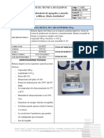 FICHA TECNICA DE EQUIPOS (BALANZA DE CARGA SUPERIOR 600 G X 0,01 G)