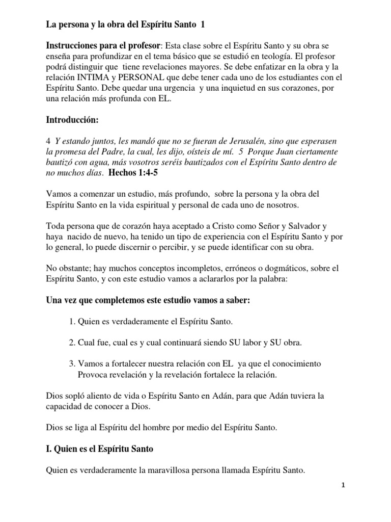 La Persona y Obra del Espíritu Santo | PDF | espíritu Santo | Cristo ...